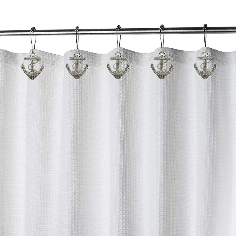 ZILucky Set of 12 Anchor Shower Curtain Hooks Decorative Home Bathroom Nautical Ocean Boat Sailing Tropical Beach Island Coastal Bath Theme Style Stainless Steel Rustproof (Silver) - Image 4
